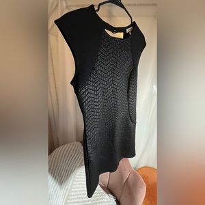 Black Short Sleeve Textured Mini Dress